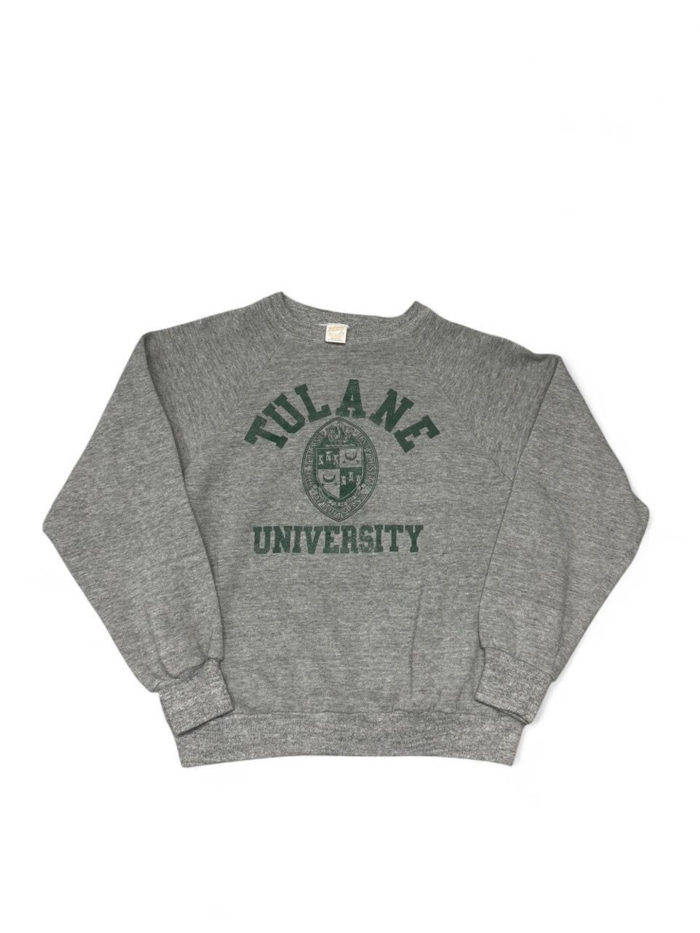 Vintage 80s sportswear brand Tulane university crewneck Raglan grey M made USA